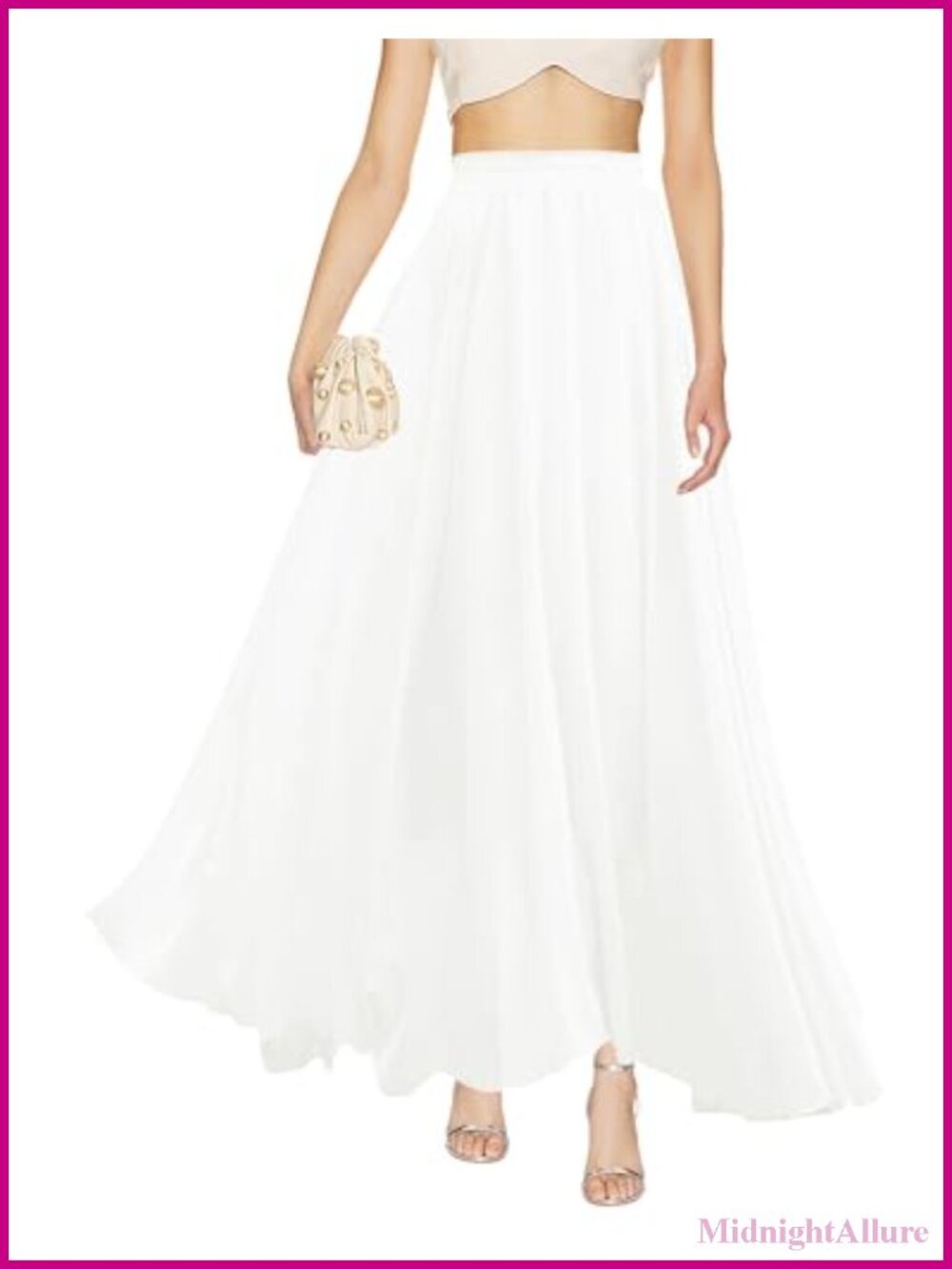 Women's Chiffon Maxi Skirt High Waist A-Line Pleated